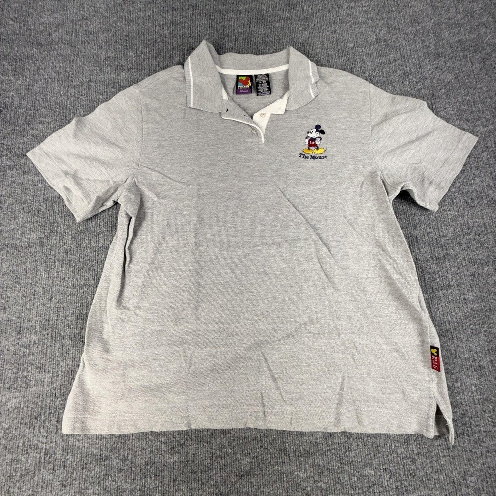 Vintage Mickey Unlimited Polo Shirt Womens 14/16W Gray The Mouse Embroidered